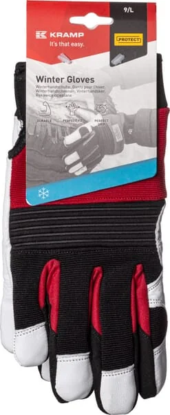 Kramp - KG0600708 - Work Gloves Black-Red-White Leather/Spandex/Neoprene Size 8/M Protect by Kramp