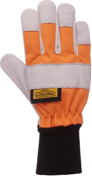 Kramp - KG0900109 - Gloves Orange-Black-White Leather/Polyamide Size 9/L Protect Forestry by Kramp