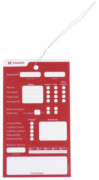 Kramp - KRA10000611001 - Inspection Service Card 25 Pcs