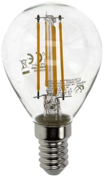 Kramp - KRFBG4545E14 - LED Filament Bulb - Globe G45 E14 4.5W