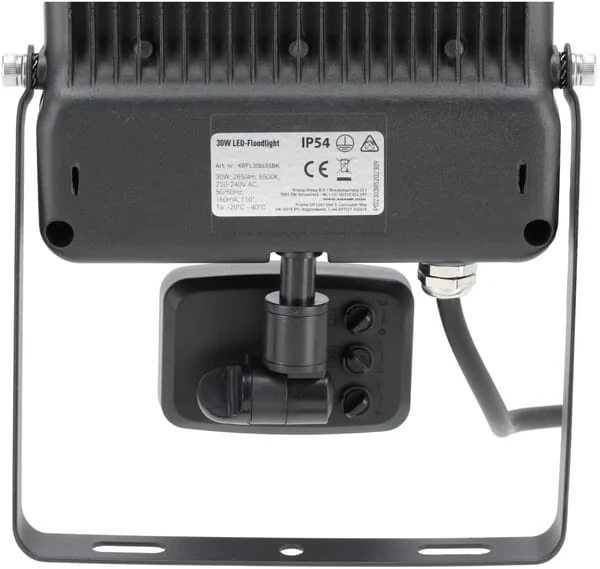 Kramp - KRFL30830SBK - LED Floodlight, 30W, 3000K Sensor