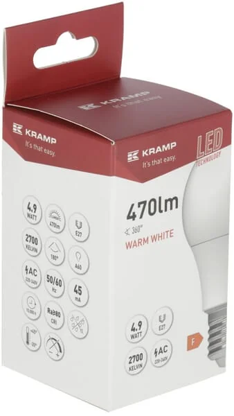 Kramp - KRSBA6049E27 - Led SMD Bulb - Classic A60 E27 4.9W