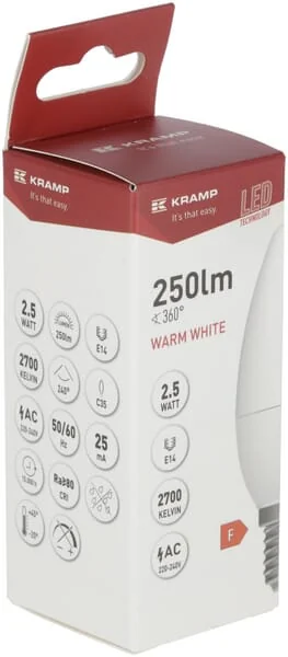 Kramp - KRSBC3525E14 - Led SMD Bulb - Candle C35 E14 2.5W