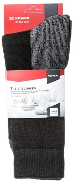 Kramp - KW22900120142 - 3/4 Thermal Socks, 39-42, Black-Gray