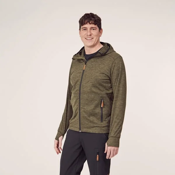 Kramp - KW5011201802044 - Men's Zip-Up Fleece Jacket with Hood, Olive 2XS