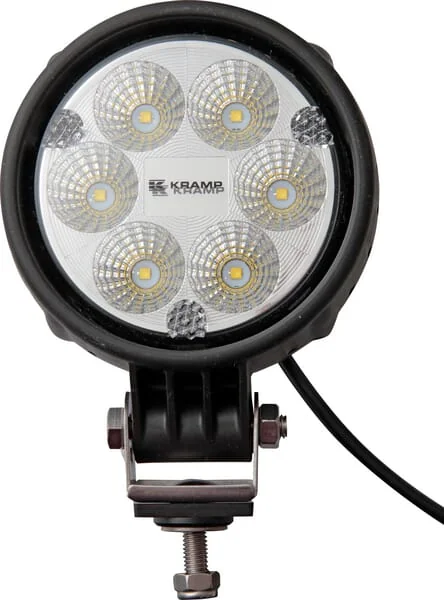 Kramp - LA10009 - LED Work Light, 24W, 1500LM, Round, 10/30V, Diameter 117mm, Flood, 6 LED's, Kramp