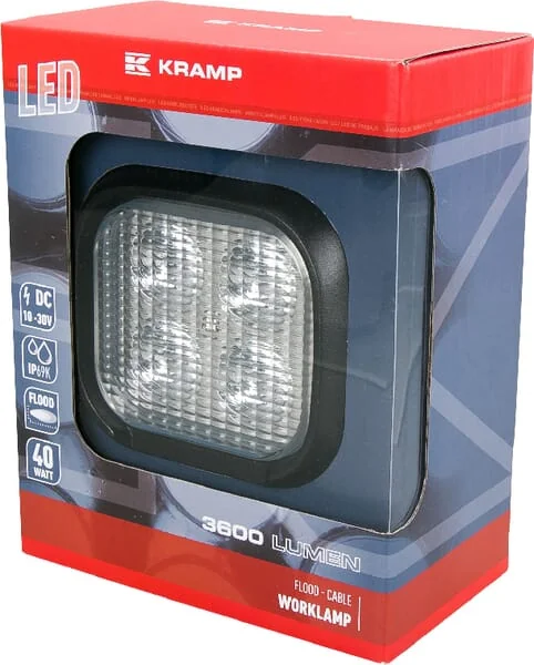 Kramp - LA10053 - Square LED Headlight 40W 3600lm Wide