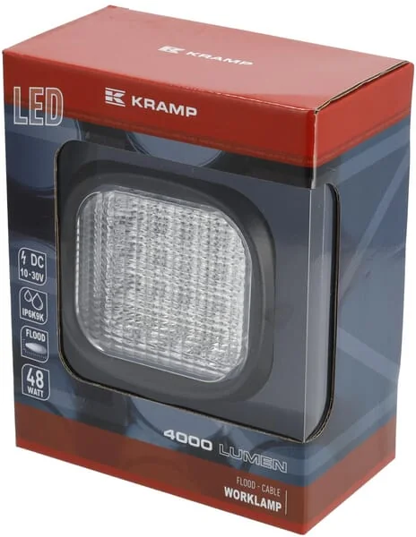 Kramp-la10055 - Work light LED, 48W, 4000lm, square, 10-30V, 146x81x123mm, Flood, Kramp