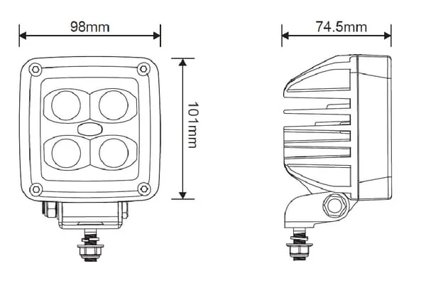 Kramp - LA10091 - Work Light LED Square White Deutsch Plug Wide Flood
