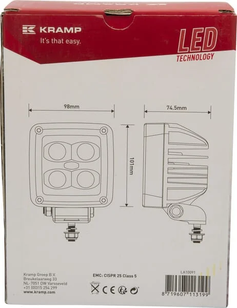 Kramp - LA10091 - Work Light LED Square White Deutsch Plug Wide Flood