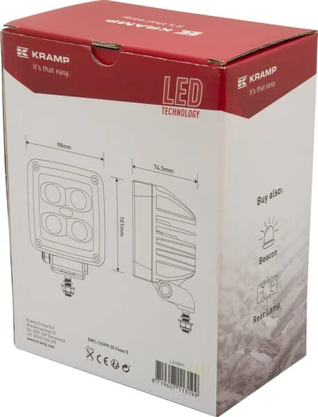 Kramp - LA10091 - Work Light LED Square White Deutsch Plug Wide Flood