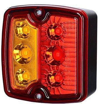 Kramp - LA103171 - LED Rear Light, Square, 12/24V, Orange/Red, 97.4x105.4x49.5mm, 6 LEDs, Kramp