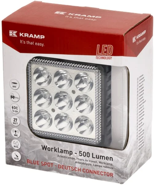 Kramp - LA10417 - LED Work Light 27W Square Blue Deutsch Plug Spot Beam