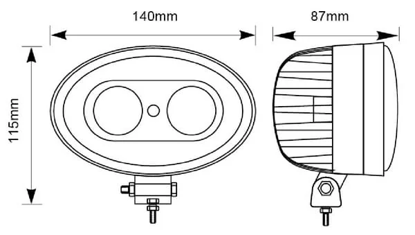 Kramp - LA10601 - Safety Light LED, Blue, 10W, 250LM, Oval, 10-80V, Spot, 2 LEDs