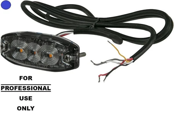 Kramp - LA20073B - Flashing Warning Light LED, Rectangular, 10/30V, Blue, 82x30x9mm, 3 LEDs, Kramp