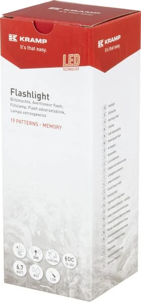 Kramp - LA20073B - Flashing Warning Light LED, Rectangular, 10/30V, Blue, 82x30x9mm, 3 LEDs, Kramp