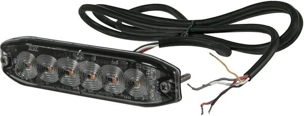 Kramp - LA200763M - Flashing Warning Light LED, Rectangular, 10/30V, Orange, 130x30x7mm, 6 LEDs
