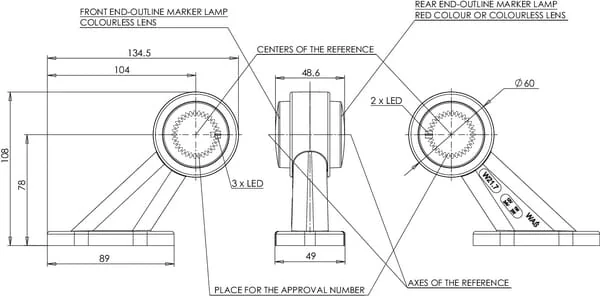 Kramp - LA30002 - Marker Light LH LED, 12-24V, 108x134.5x49mm, Kramp