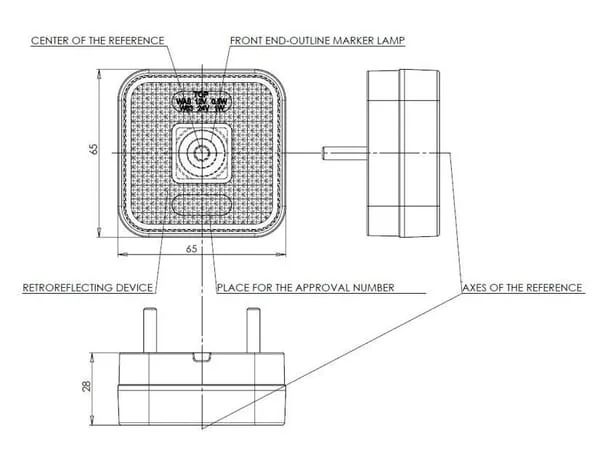 Kramp - LA30139 - Marker Light LED, Square, 12-24V, 65x65x28mm, Kramp
