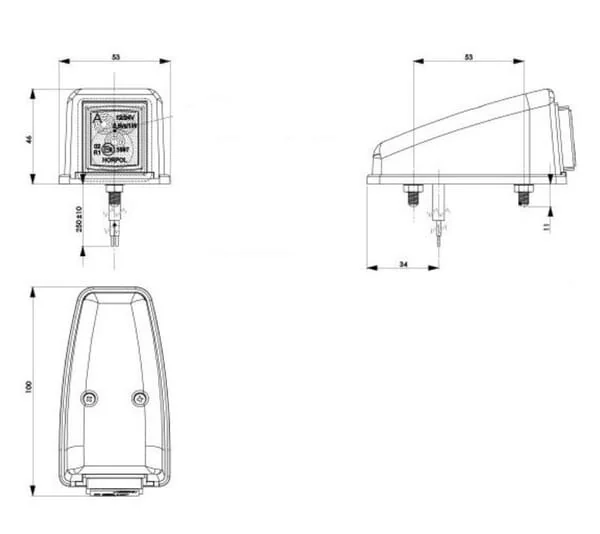 Kramp - LA30153 - Marker Light LED, 0.5/1W, Square, 12/24V, Red, 100x53x46mm, 3 LEDs, Kramp