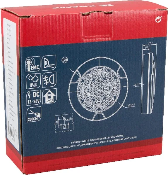 Kramp - LA40001 - Rear Light LED, Round, 12-24V, Diameter 152mm