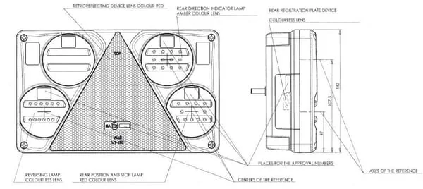 Kramp - LA40023 - Multifunction Rear RH Light LED, Rectangular, 12-24V, 232x142x59mm, Kramp