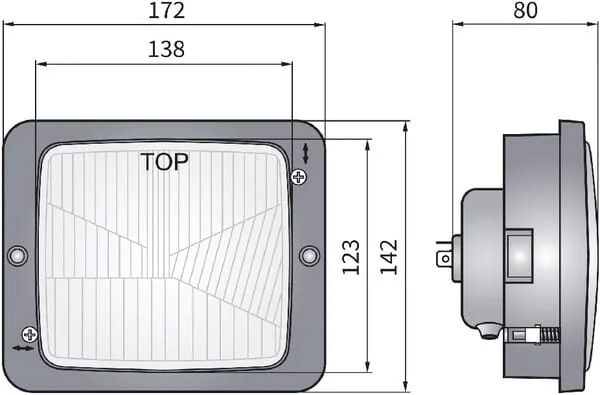 Kramp - LA80156 - Halogen Headlight, Rectangular, 12/24V, 172x142mm