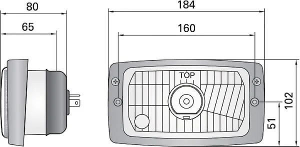 Kramp - LA80157 - Halogen Headlight, Rectangular, 12/24V, 184x102mm