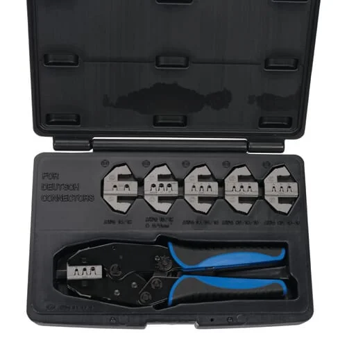 Kramp - LAT2000ASS2KR - 9" Carbon Steel Crimp Pliers, with 6 Crimp Dies (Deutsch Terminals)