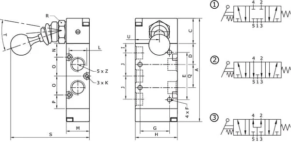 Kramp - MAL53M18OC - Kramp 5/3 Valve, Lever 1/8"