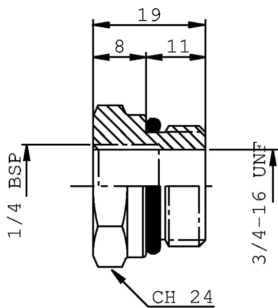 Kramp - MPPPSAE82PT - MPP Kappenstecker SAE 8-2 + Extra 1/4" Anschluss 1 + 2