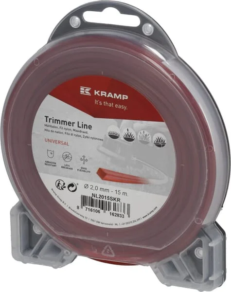 Kramp - NL2015SKR - Trimmer Line Diameter 2 mm 15 m With Square Profile, Red, Kramp