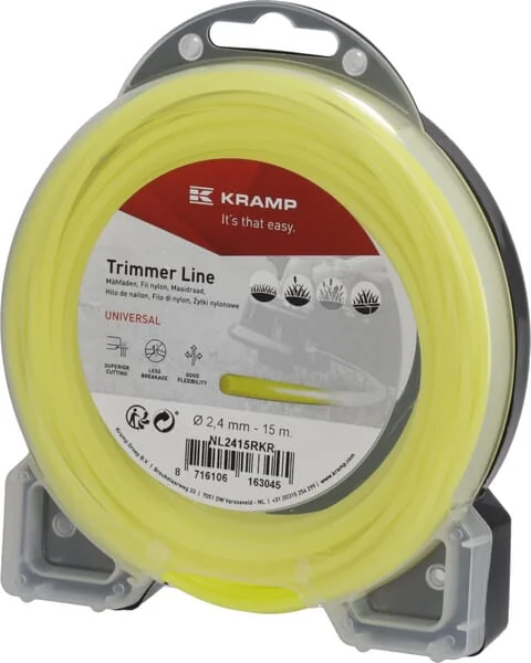 Kramp - NL2415RKR - Trimmer Line Diameter 2.4 mm 15 m With Round Profile, Yellow, Kramp