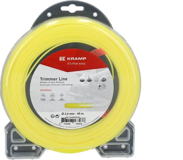 Kramp - NL2445RKR - Trimmer Line Diameter 2.4 mm 45 m With Round Profile, Yellow, Kramp