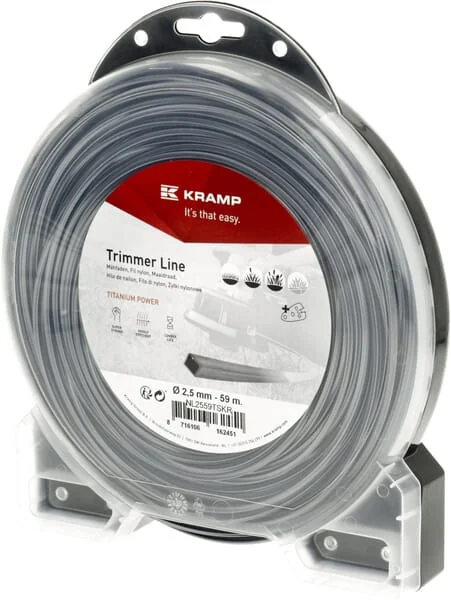 Kramp - NL2559TSKR - Trimmer Line Diameter 2.5mm 59m Square Titanium Power Grey Kramp