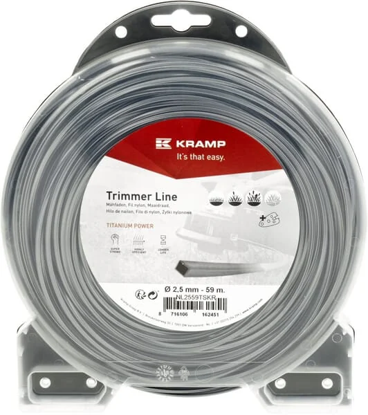Kramp - NL2559TSKR - Trimmer Line Diameter 2.5mm 59m Square Titanium Power Grey Kramp