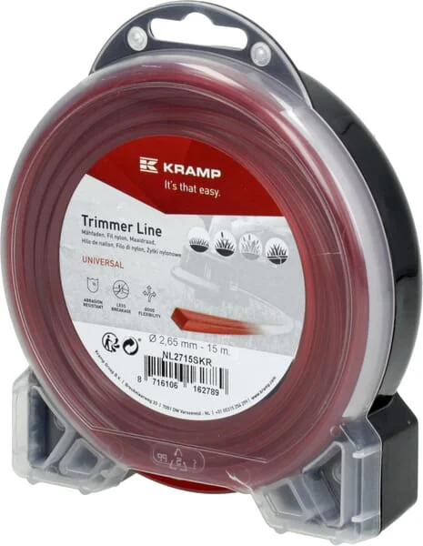 Kramp - NL2715SKR - Trimmer Line Diameter 2.65 mm 15 m, Square Profile, Red, Kramp