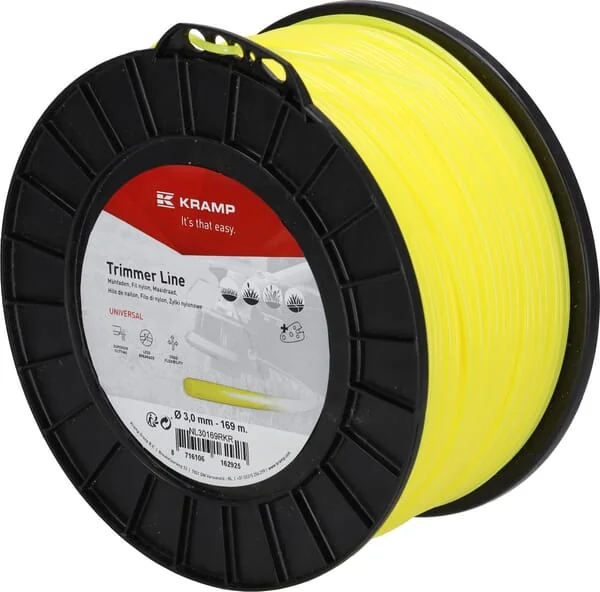 Kramp - NL30169RKR - Trimmer Line Diameter 3 mm 169 m with Round Profile, Yellow, Kramp