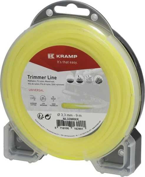 Kramp - NL339RKR - Trimmer Line Diameter 3.3 mm 9 m With Round Profile, Yellow, Kramp