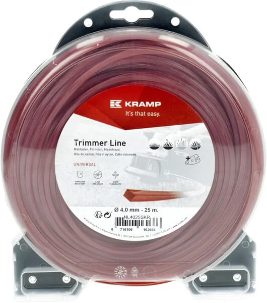 Kramp - NL4025SKR - Trimmer Line Diameter 4mm 25m Square Red Kramp
