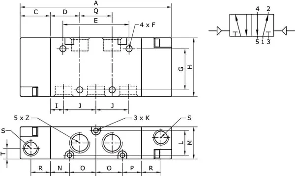 Kramp - PV52B14 - Kramp 5/2 Pneumatic Valve 1/4"