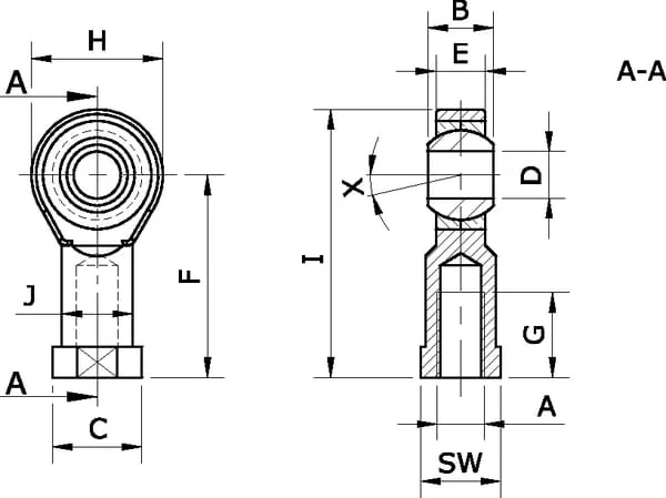 Kramp - RES12125 - Rod Eye, Spherical M12x1.25