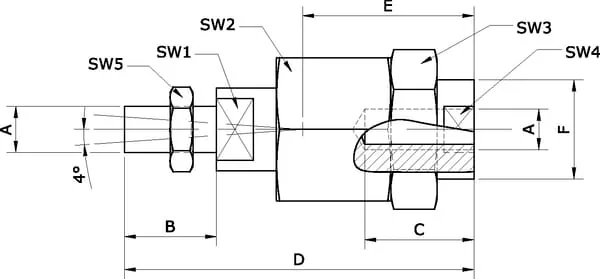 Kramp - SARC16125 - Flexo Rod Coupler M16x1.5