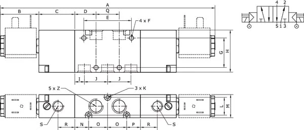 Kramp - SOV52BS18 - Kramp 5/2-Way Solenoid Valve 1/8"