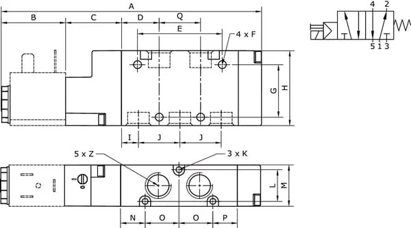 Kramp - SOV52M14 - Kramp 5/2-Way Solenoid Valve 1/4"