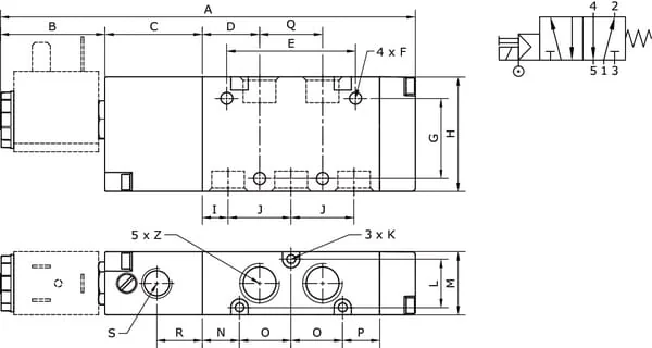Kramp - SOV52MS14 - Solenoid Valve 1/4" 5/2-Way