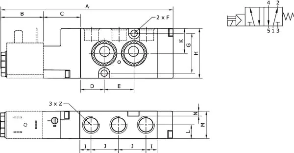Kramp - SOVNAMUR52M14 - Kramp Solenoid Valve 5/2-Way Namur