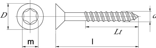 Kramp - SPT435RVS - Wood Screw 4x35mm TX20 Countersunk Stainless Steel Kramp