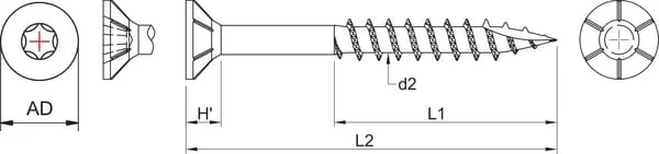 Kramp - SPT690P100 - Chipboard Screw 6x90mm TX30 Countersunk Kramp