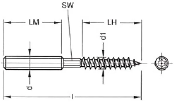 Kramp - STO650 - Dowel Screw M6 / 5x50mm TX25 Round Head, Kramp